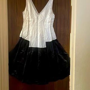 Anthropology luxury Dress black and white with fluffy underskirt